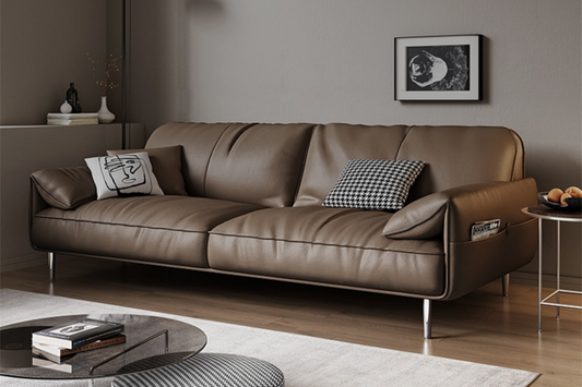 Sofá Vintage de Lujo Cuero Ergonómico para Sala de Estar