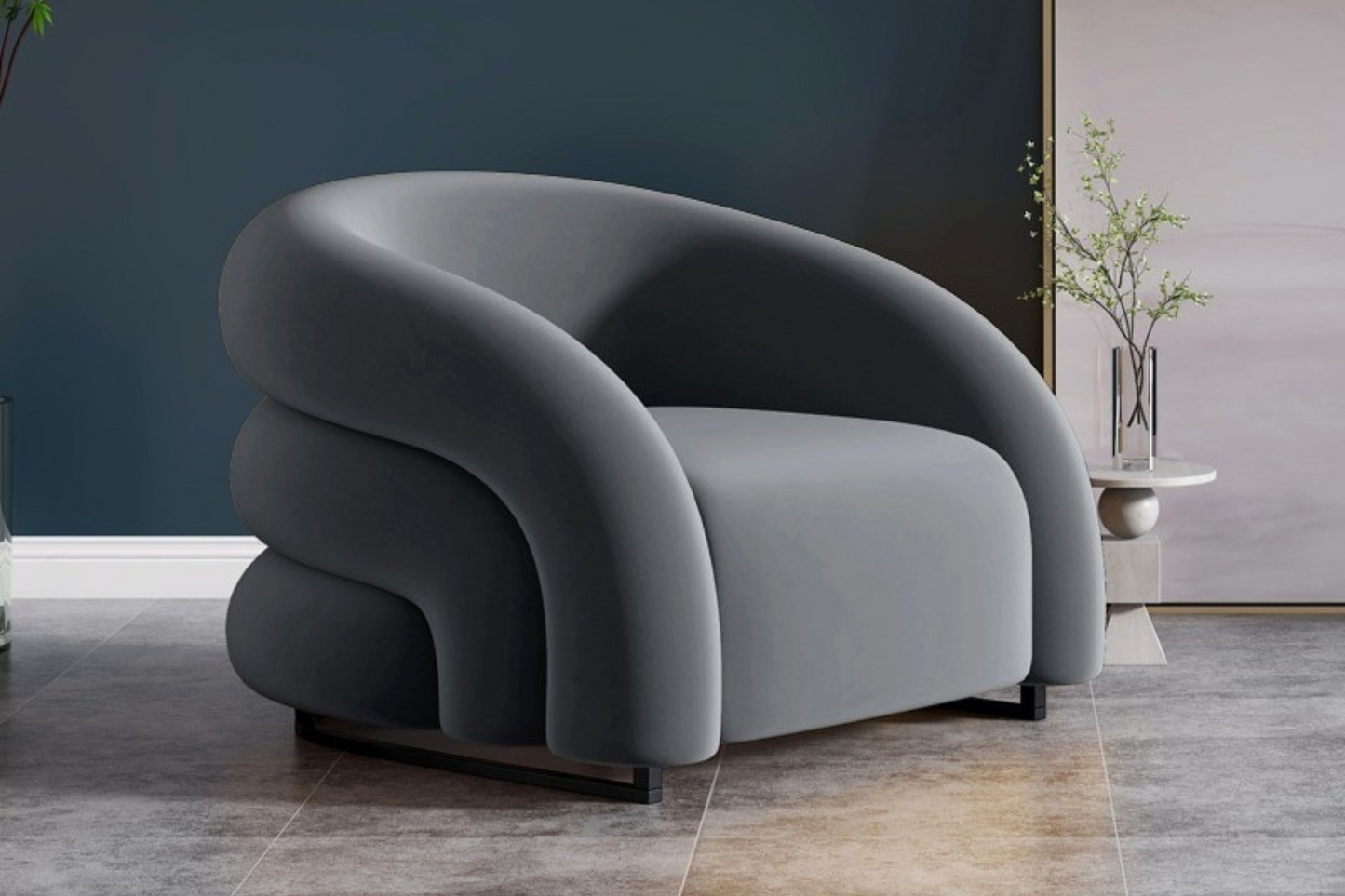 Sillón de Tela Nórdico Minimalista de Mediados de Siglo