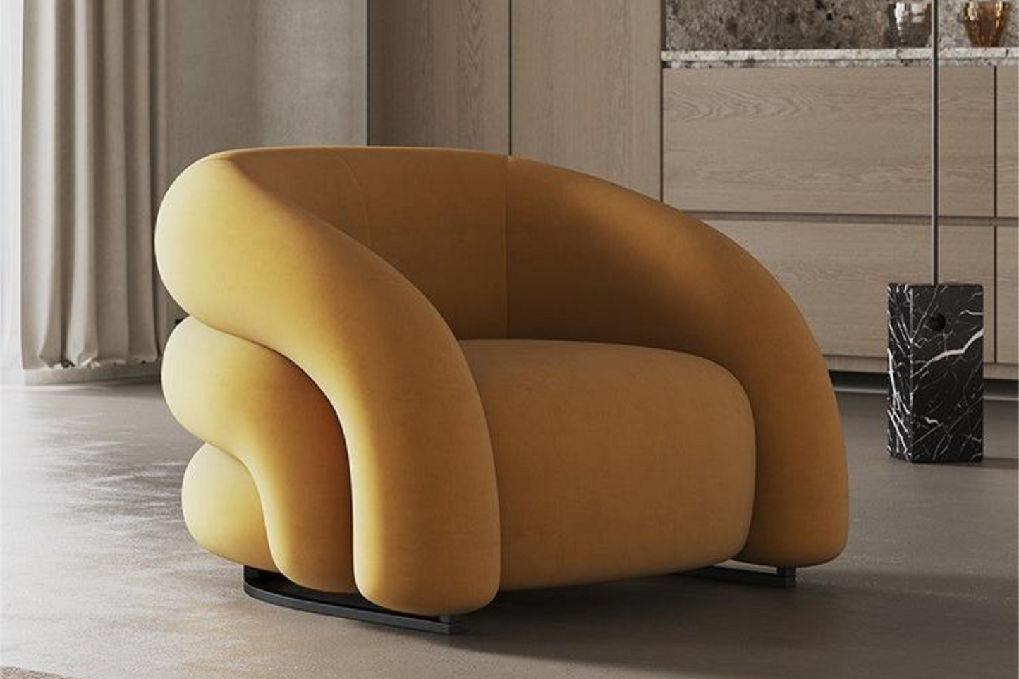 Sillón de Tela Nórdico Minimalista de Mediados de Siglo