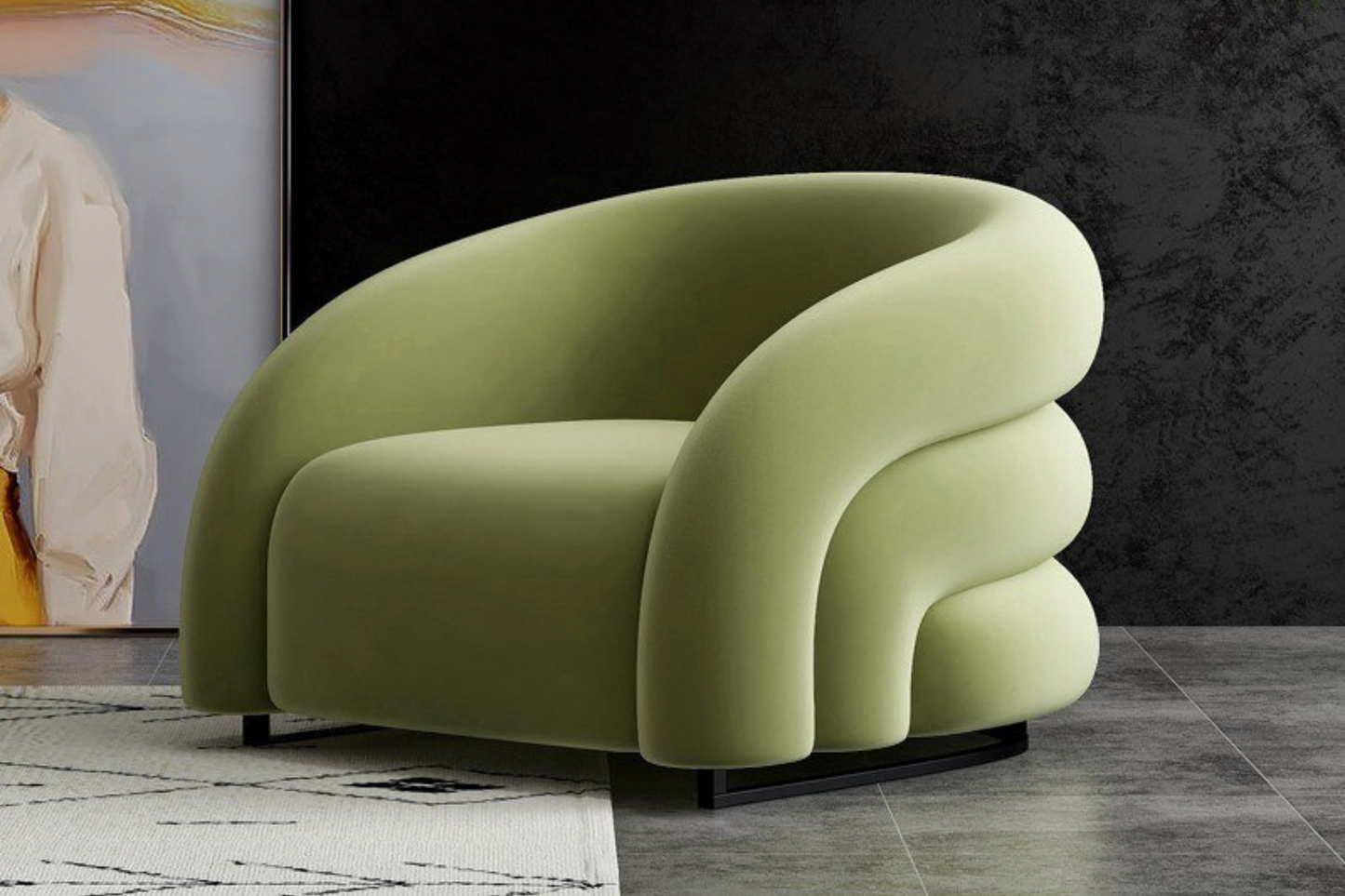 Sillón de Tela Nórdico Minimalista de Mediados de Siglo