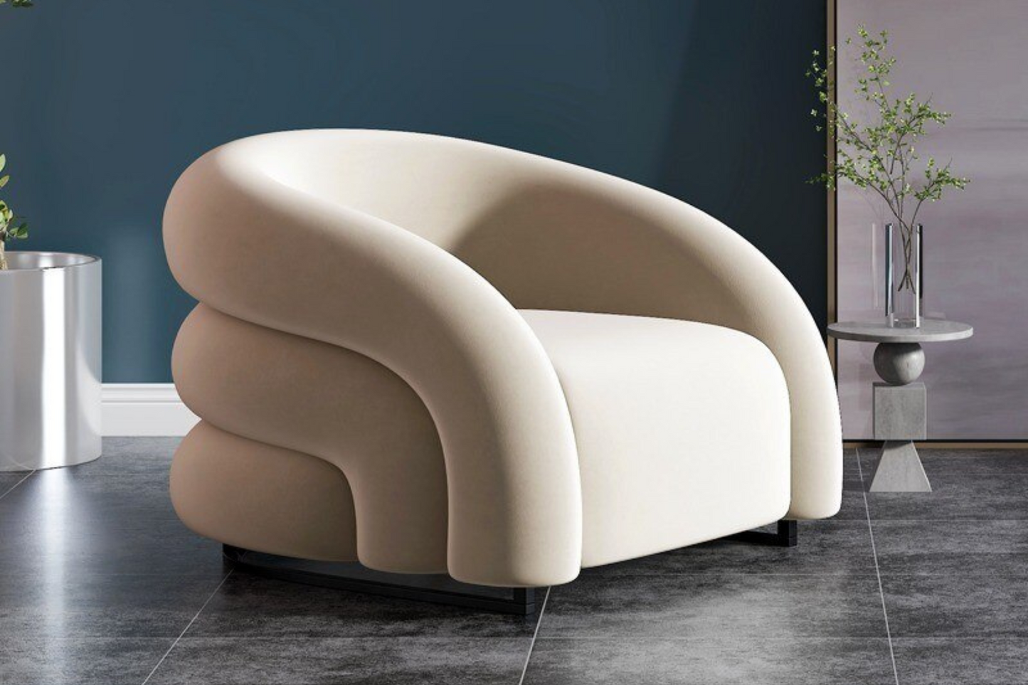 Sillón de Tela Nórdico Minimalista de Mediados de Siglo