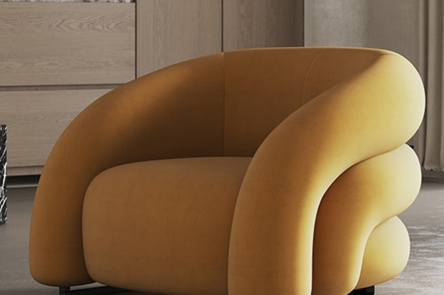 Sillón de Tela Nórdico Minimalista de Mediados de Siglo